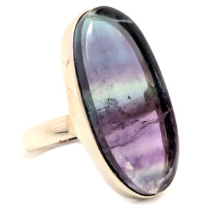 Fluorite Oval Sterling Silver Ring; size 8