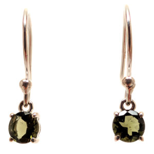 Moldavite Round Faceted Sterling Silver Earrings Moldavite Round Faceted Sterling Silver Earrings