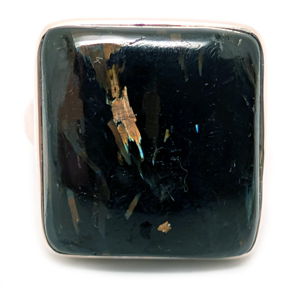 Nuummite Square Sterling Silver Ring; size 7 Nuummite Square Sterling Silver Ring; size 7 - Image 2