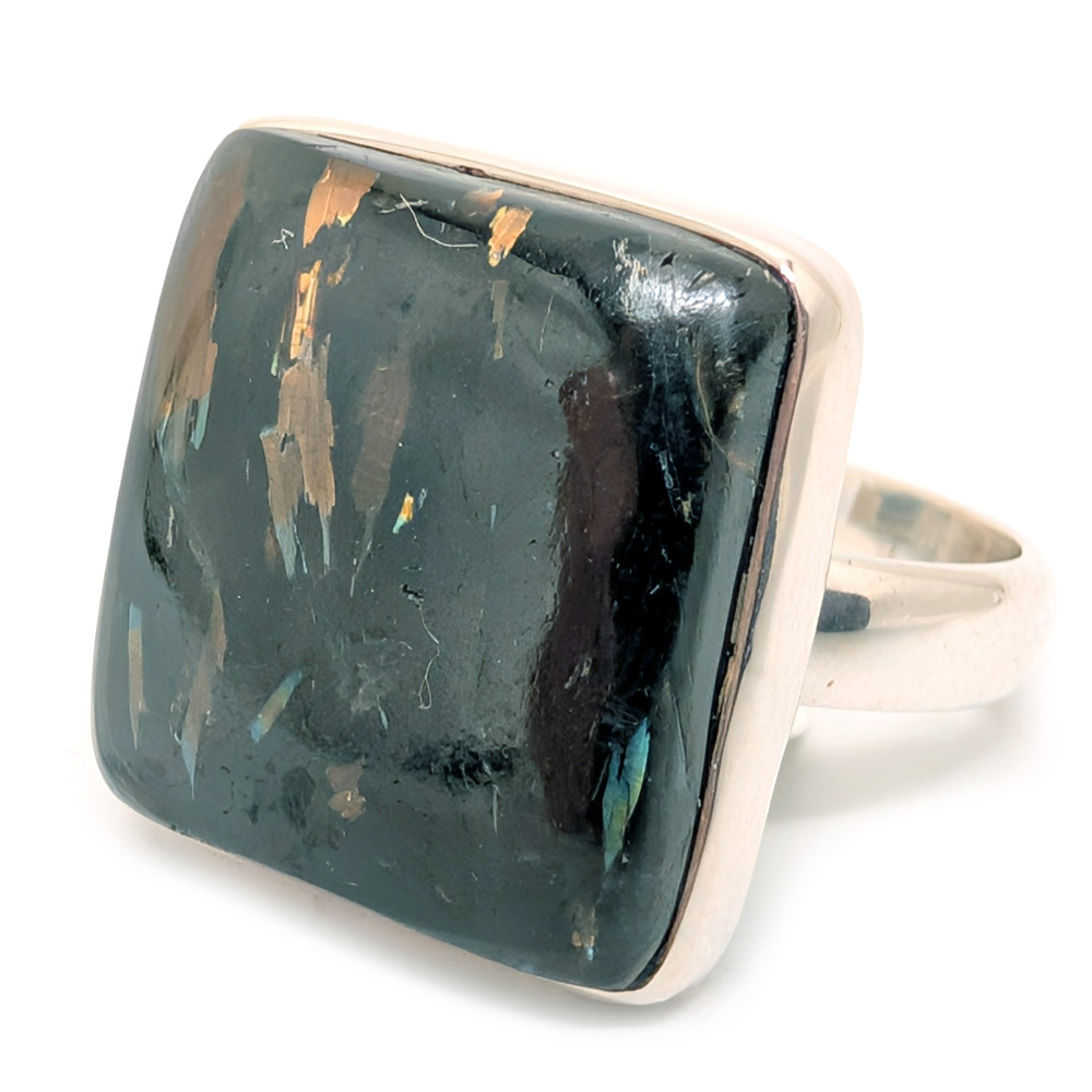 Nuummite Square Sterling Silver Ring; size 7 Nuummite Square Sterling Silver Ring; size 7