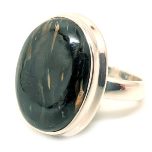 Nuummite Oval Sterling Silver Ring; size 9