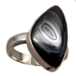 Psilomelane Sterling Silver Ring; size 7