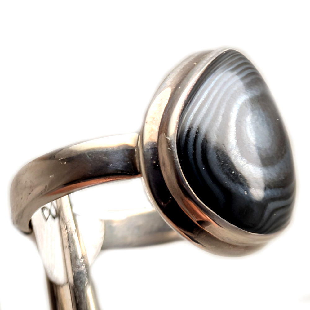 Psilomelane Teardrop Sterling Silver Ring; size 8 Psilomelane Teardrop Sterling Silver Ring; size 8 - Image 3