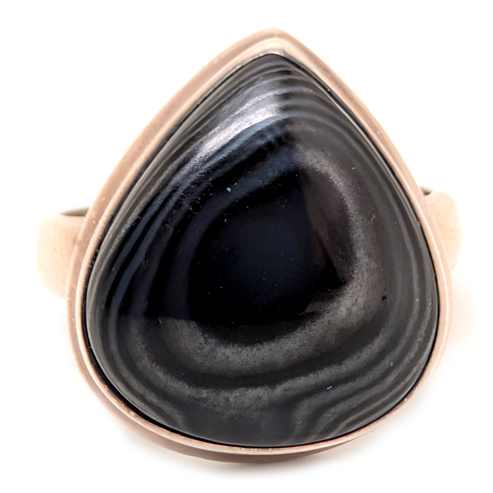 Psilomelane Teardrop Sterling Silver Ring; size 8 Psilomelane Teardrop Sterling Silver Ring; size 8 - Image 2