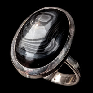 Psilomelane Oval Sterling Silver Ring; size 9 1/2