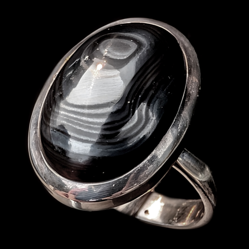 Psilomelane Oval Sterling Silver Ring; size 9 1/2 Psilomelane Oval Sterling Silver Ring; size 9 1/2