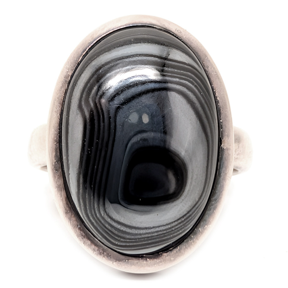 Psilomelane Oval Sterling Silver Ring; size 9 1/2 Psilomelane Oval Sterling Silver Ring; size 9 1/2 - Image 2