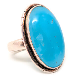 Blue Smithsonite Oval Sterling Silver Ring; size 8