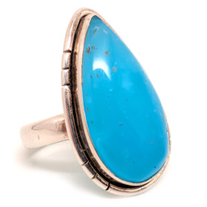 Blue Smithsonite Teardrop Sterling Silver Ring; size 8 1/2