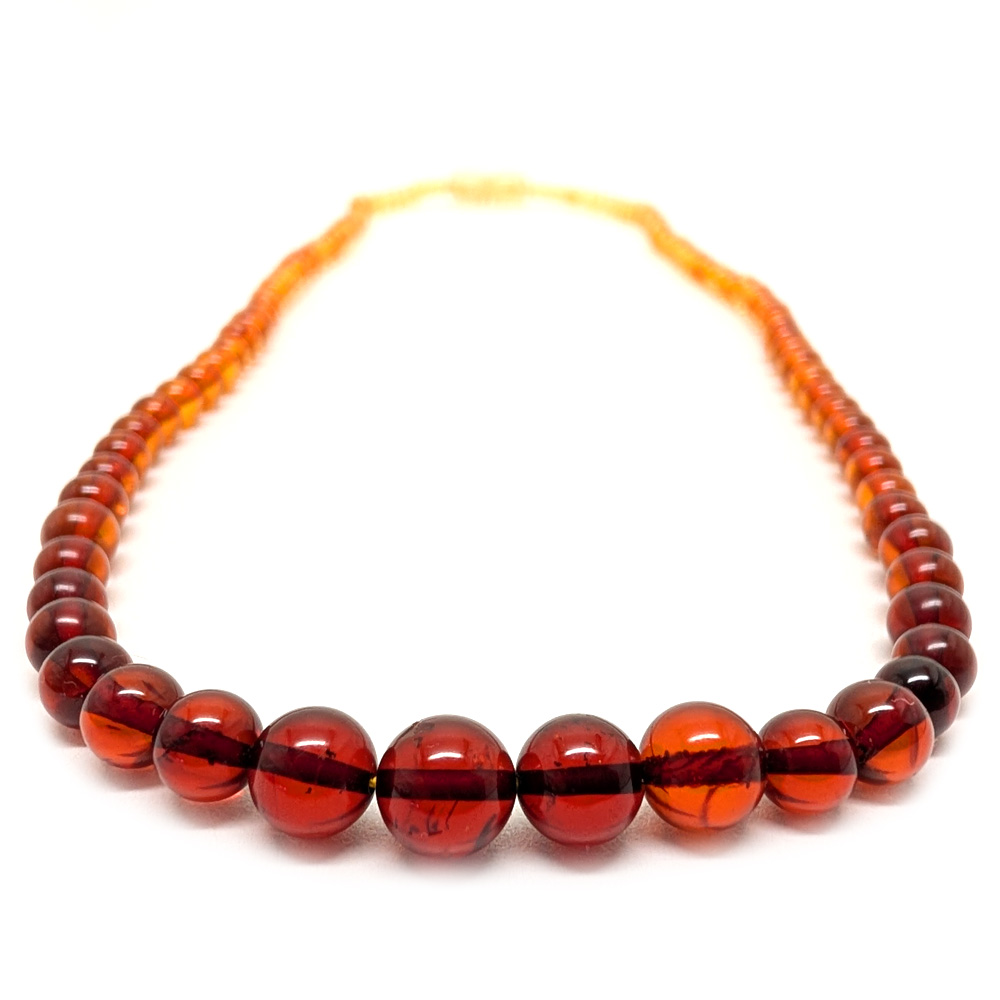 Amber Round Bead Necklace, Multicolor Amber Round Bead Necklace, Multicolor - Image 2