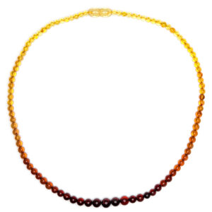 Amber Round Bead Necklace, Multicolor Amber Round Bead Necklace, Multicolor