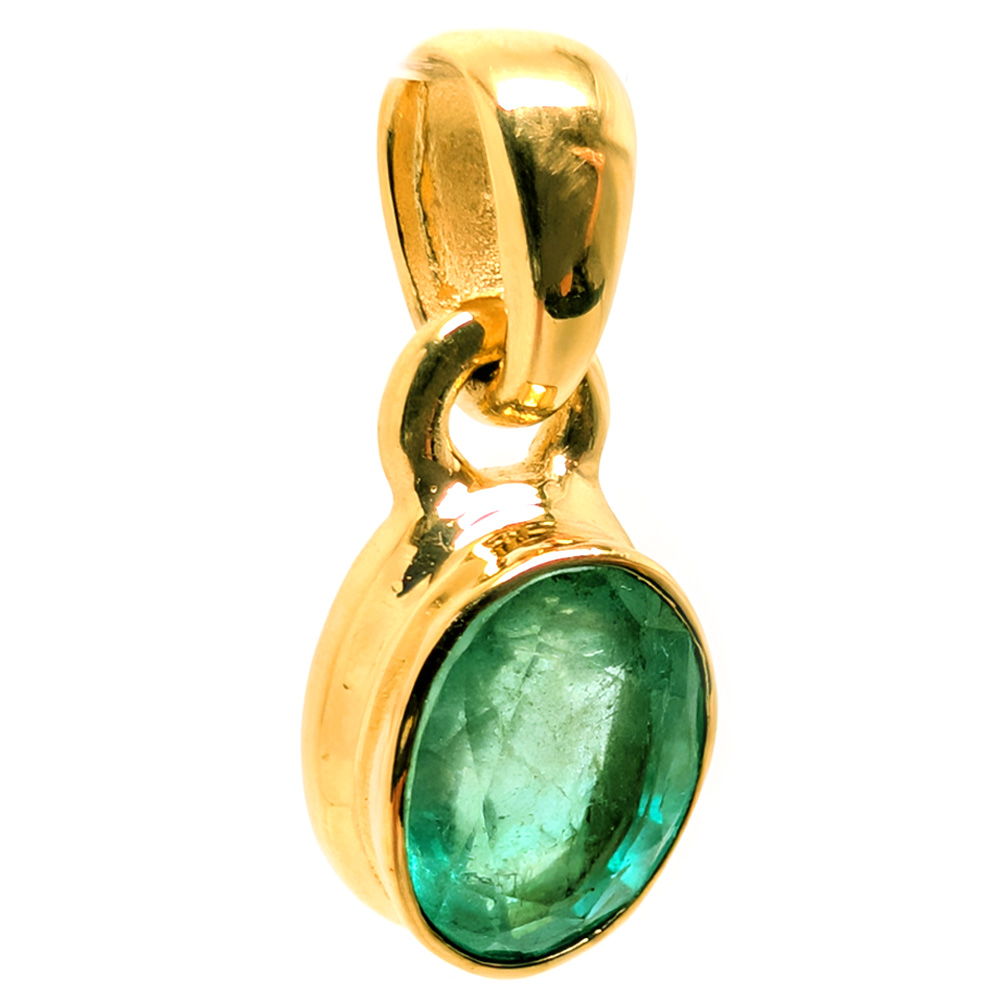 Emerald Oval Faceted Gold Vermeil Pendant Emerald Oval Faceted Gold Vermeil Pendant - Image 2