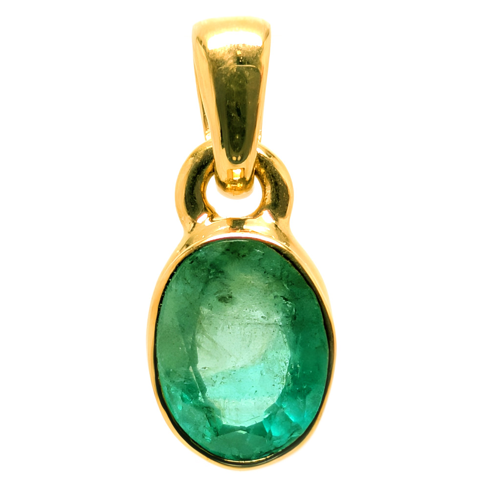 Emerald Oval Faceted Gold Vermeil Pendant Emerald Oval Faceted Gold Vermeil Pendant