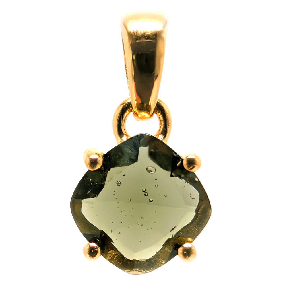 Moldavite Faceted Gold Vermeil Pendant Moldavite Faceted Gold Vermeil Pendant - Image 2