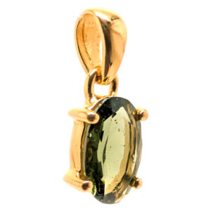 Moldavite Oval Faceted Gold Vermeil Pendant Moldavite Oval Faceted Gold Vermeil Pendant