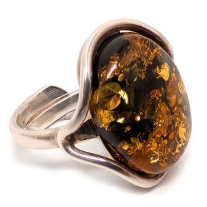 Amber Oval Sterling Silver Ring; size 6 Amber Oval Sterling Silver Ring; size 6