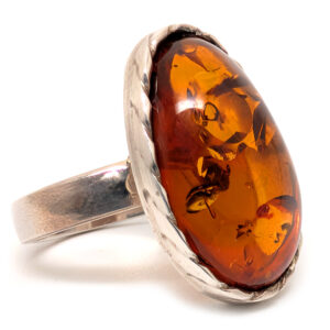 Amber Oval Sterling Silver Ring; size 8 Amber Oval Sterling Silver Ring; size 8