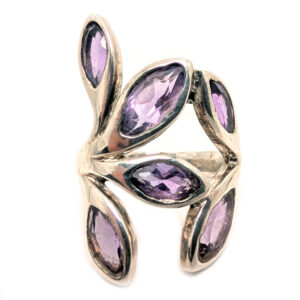Amethyst Vine Sterling Silver Ring; size 6 1/4