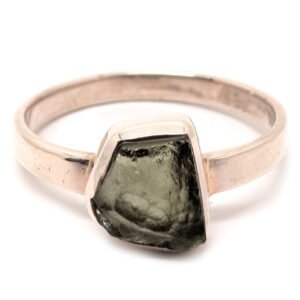 Moldavite Sterling Silver Ring; size 8