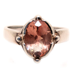 Oregon Sunstone Oval Faceted Sterling Silver Ring; size 7