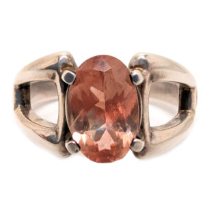 Oregon Sunstone Oval Faceted Sterling Silver Ring; size 8
