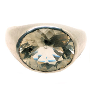 Oregon Sunstone Oval Faceted Sterling Silver Ring; size 9 3/4